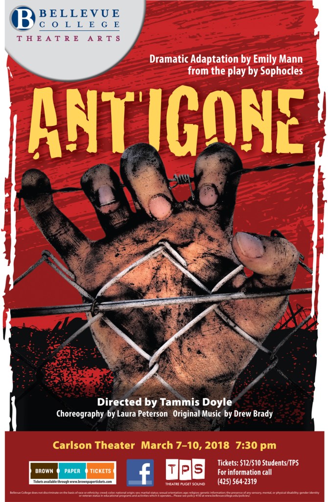 Poster promoting a student play at Bellevue College