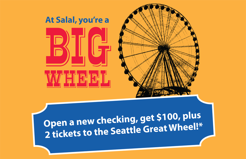 Direct mail postcard advertising a checking account promotion at Salal Credit Union