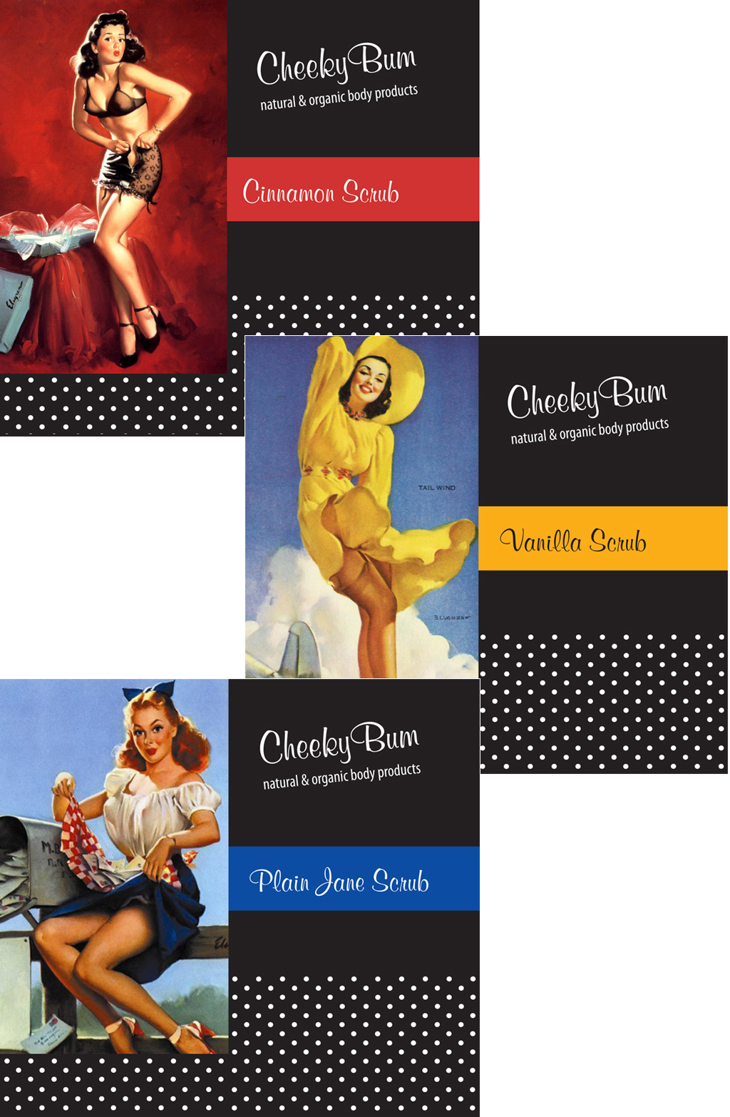 Jar labels for Cheeky Bum organic skincare product company