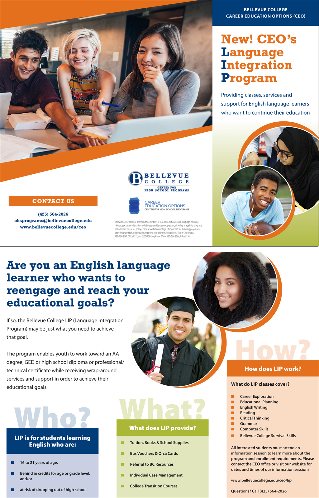 Brochure advertising the Bellevue College Language Integration program