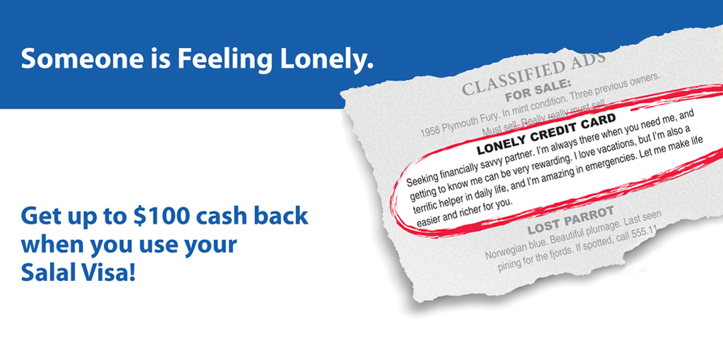 Cash back offer targeting current Visa card holders at Salal Credit Union