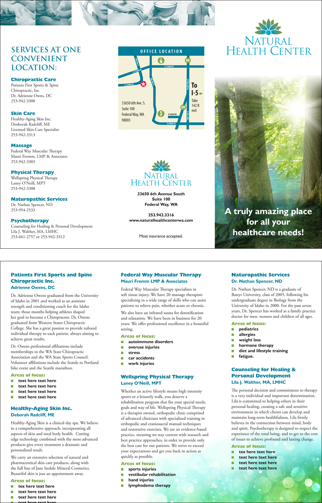Brochure for Federal Way Natural Health Center