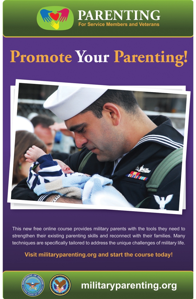 Poster displayed at military bases nationally promoting an online parenting class for military service members
