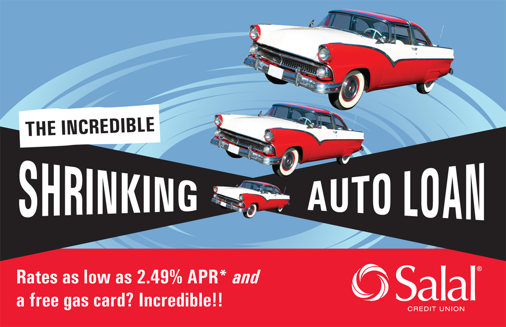 Direct mail postcard advertising an auto loan promotion at Salal Credit Union