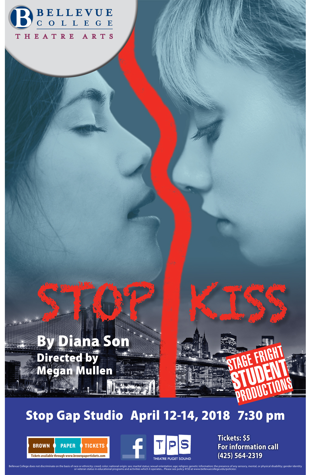 Poster promoting a student play at Bellevue College