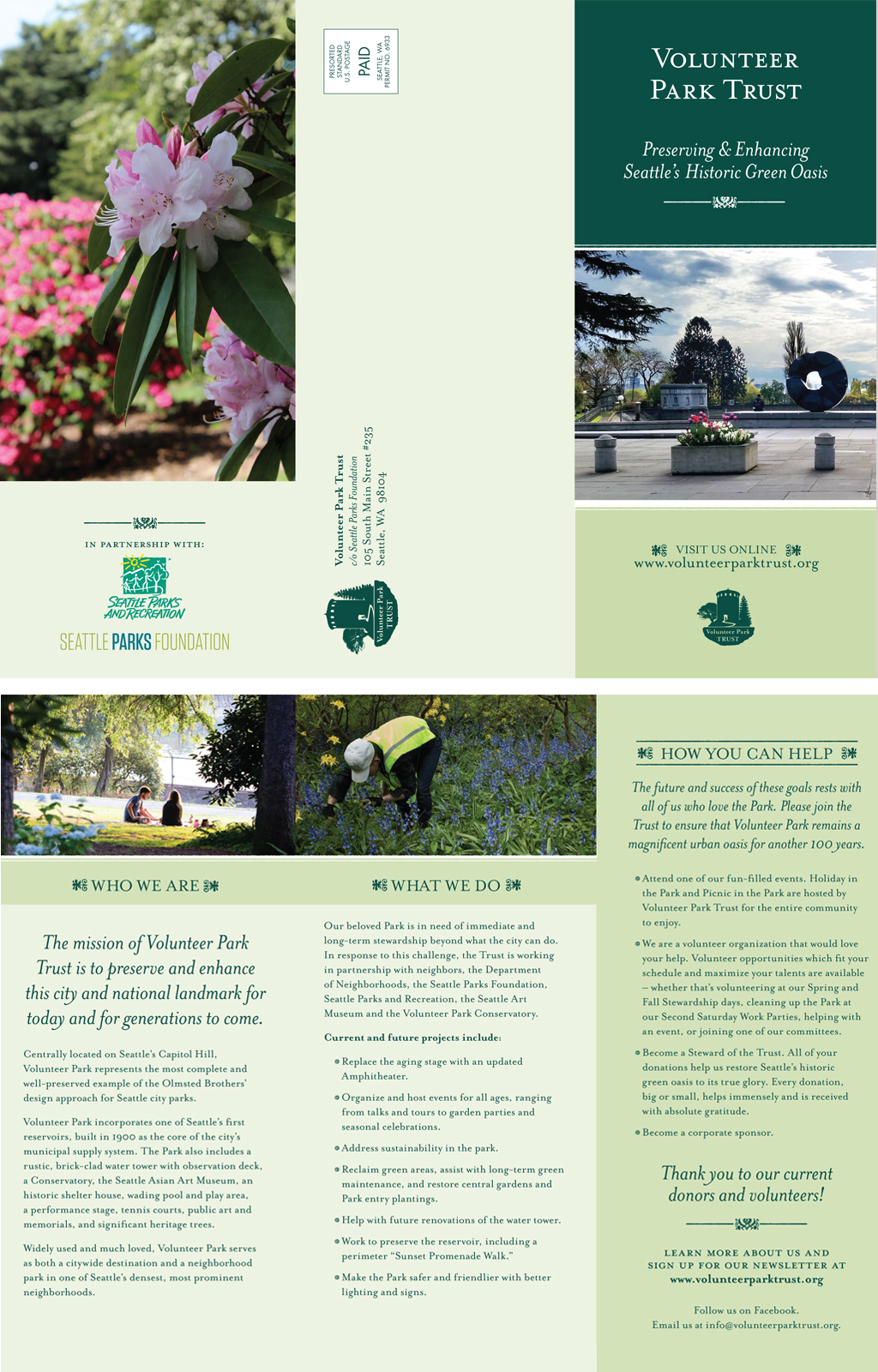 Brochure promoting the Volunteer Park Trust
