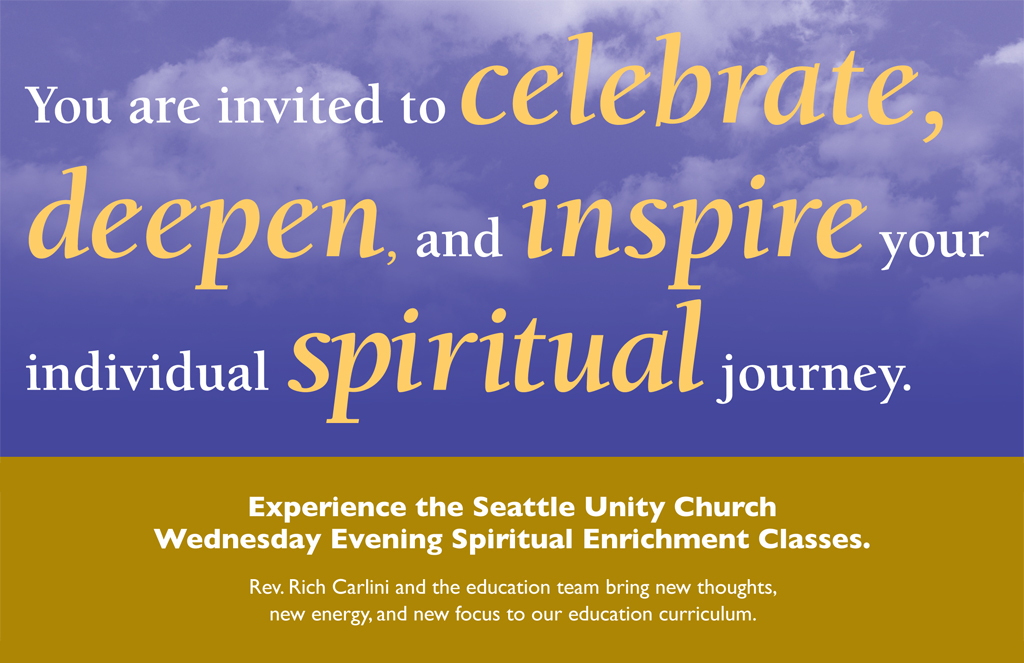 Postcard advertising classes at the Seattle Unity Church